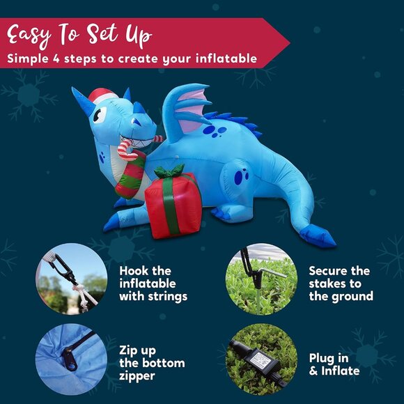 🆕6 FT Long Christmas Inflatable Blow Up Christmas Decorations Outdoor - Picture 9 of 11